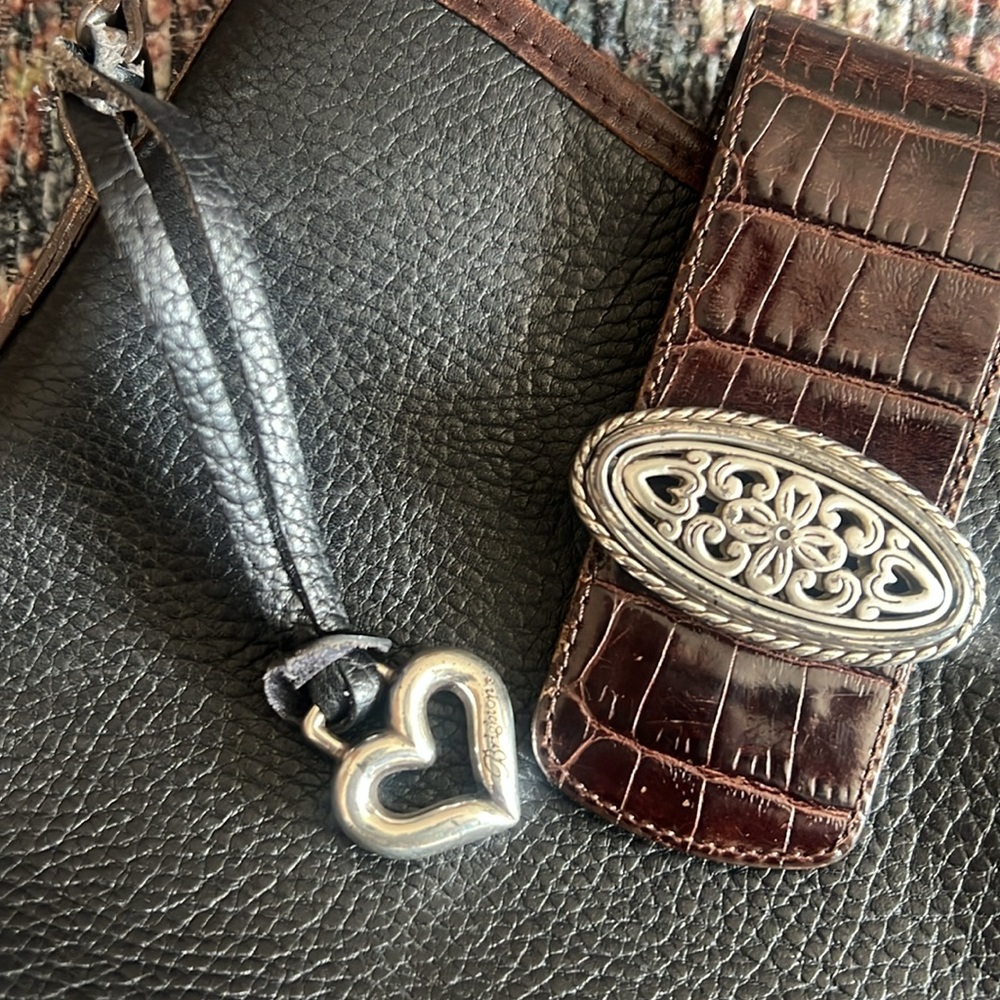 Brighton Black & Brown Leather Shoulder Bag long strap excellent condition - Picture 8 of 10